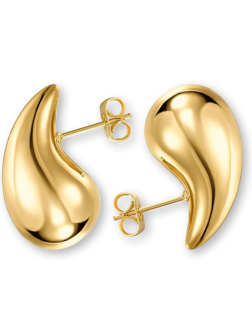 Teardrop Earrings Dupes for Women Gold Chunky Hoop Earring Dangle Earrings Water Drop Hypoallergenic Earring for Women