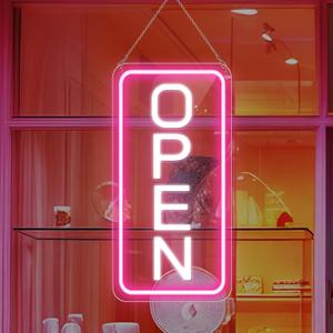 inShareplus 16.5"x 9" Super Bright Open Sign, Dimmable Open Signs for Business, Powered by USB with ON/OFF, Light up LED Open Sign for Coffee Shops, Stores Window (Pink-White)