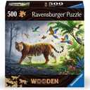 Ravensburger Jungle Tiger 500-Piece Vibrant Wooden Jigsaw Puzzle | Stress-Reducing Fun | Eco-Friendly Materials | Whimsical Pieces