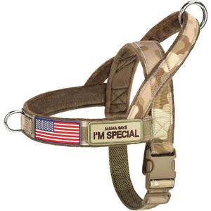 Forestpaw No Pull Dog Harness with Large Handle,Slip on Reflective Vest with Quick Release Buckle,Comfortable Flannel Lining for Medium Large Dogs Walking Training (Includes 3 Patches),Brown Camo M