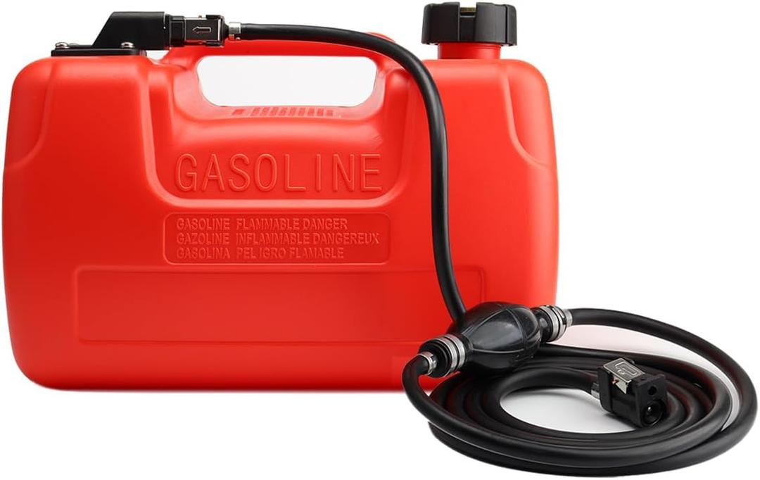 Marine Portable Boat Tank 3 Gallon 12L Transfer Tank with Hose, Gauge for Outboard Engine Boats, Yacht, Fishing / Deck Boat