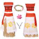 Tinyones Women Ocean Princess Dress Halloween Costume with LED Floral Crown & Rhinestone Necklace