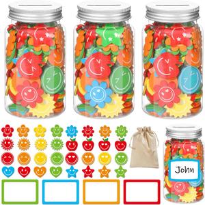 249 Pcs Reward Jars for Kids Colorful Classroom Coin Jars for Behavioral Rewards 225 Pcs Wooden Slices 20 Pcs Name Tags 1 Pcs Storage Bag Classroom Incentive Behavior Tools for Back to School Student