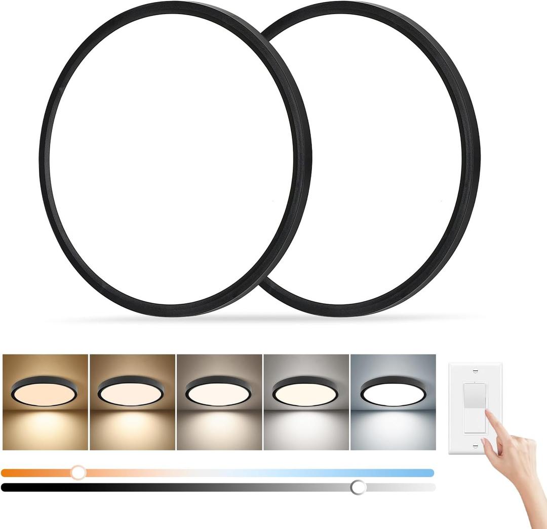 15 Inch LED Flush Mount Ceiling Light, 32W Dimmable & 5CCT 3000K-6500K, 15"-2Pack