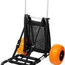 VEVOR Beach Dolly with Big Wheels for Sand, 29.9" x 15.4" Cargo Deck, w/ 12" Solid Wheels, 165LBS Loading Capacity Folding Sand Cart & 27" to 44.7" Adjustable Height, Heavy Duty Cart for Beach