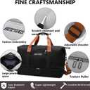 Canvas Weekender Bag for Men & Women Large Travel Duffel with Shoe Compartment Vintage Khaki Overnight Carry-On Luggage Tote with Leather Trim (Khaki)