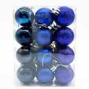 24pcs Christmas Tree Balls Xmas Decoration Ornaments Christmas Ball Ornaments 3cm (Blue)