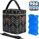 Mancro Breastmilk Cooler Bag, Insulated with Ice Pack, Fits 6 Baby Bottles Up to 9 Oz with On-The-Go Strap, Perfect for Nursing Moms and Daycare, Black Wave
