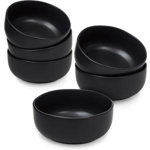 Sheffield Home Large Stoneware Cereal Bowls - Set of 6, 28oz Capacity - Dishwasher & Microwave Safe - 6" Diameter, Stylish & Functional for Everyday Use – Black