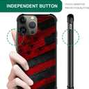 DJSOK iPhone 15 Pro Max Case, Black red Wood Grain American Flag, Bumper, TPU, Anti-Scratch, Reinforced Corners, for Men & Women