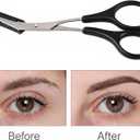 2 x Eyebrow Trimmer Scissor,Eyebrow Trimmer for Women Men,2-in-1 Professional Finger Grip Brow Scissors Scissor with Comb,Non-Slip Eye Brow Razors,Eye Brow Shaper Makeup Tool (Black)