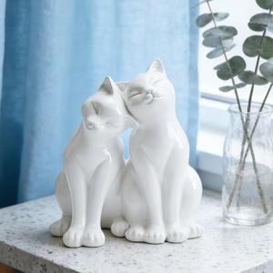 Cat Statues Home Decor Cat-Figurines - Shelf Decor 8.5 x 8 x 10.5 in Gifts for Cats Lovers Collectible Figurines Kitten Couple Sculptures for Indoor Office Table Library Decoration Newman House Studio