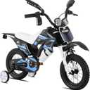KEANO Motocross Style Kids Bike for Boys Girls Ages 2-4 Years, 12 Inch Bikes with Training Wheels and Number Plate, Toddler Bike Children Bicycles Blue