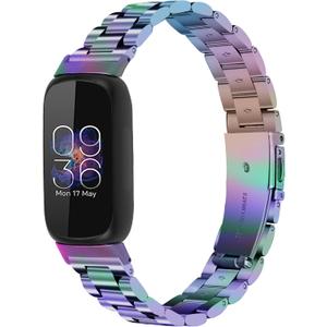 Stainless Steel Band Compatible with Fitbit Inspire 3, Adjustable Metal Watch Bands BraceletsWristband Replacement for Women Men(Colourful)