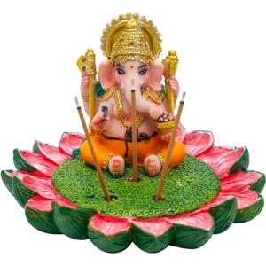 Hindu God Ganesha Idol Statue - 3.8"L Ganesh Incense Burner/Holder India Ganapati Pooja Item Home Office Temple Mandir Shrine Altar Diwali Puja Decor Ideal Gifts for Indian Friend Relative