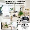 Cute Bear 2K Wireless-Smart Robot Home Security Camera - Nanny & Pet Motion Monitor, Baby Cry Detection Alarm, Privacy Mode, 5G Dual-Band, PanTilt, Full HD Night Vision, 24/7 Recording, 2-Way Audio