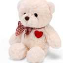 Riuhot Small Teddy Bear with Heart Cute Brown Teddy Bear Stuffed Animal Soft Stuffed Bear Plush Bear Plushie Toys Gifts for Girlfriend Boyfriend Kid