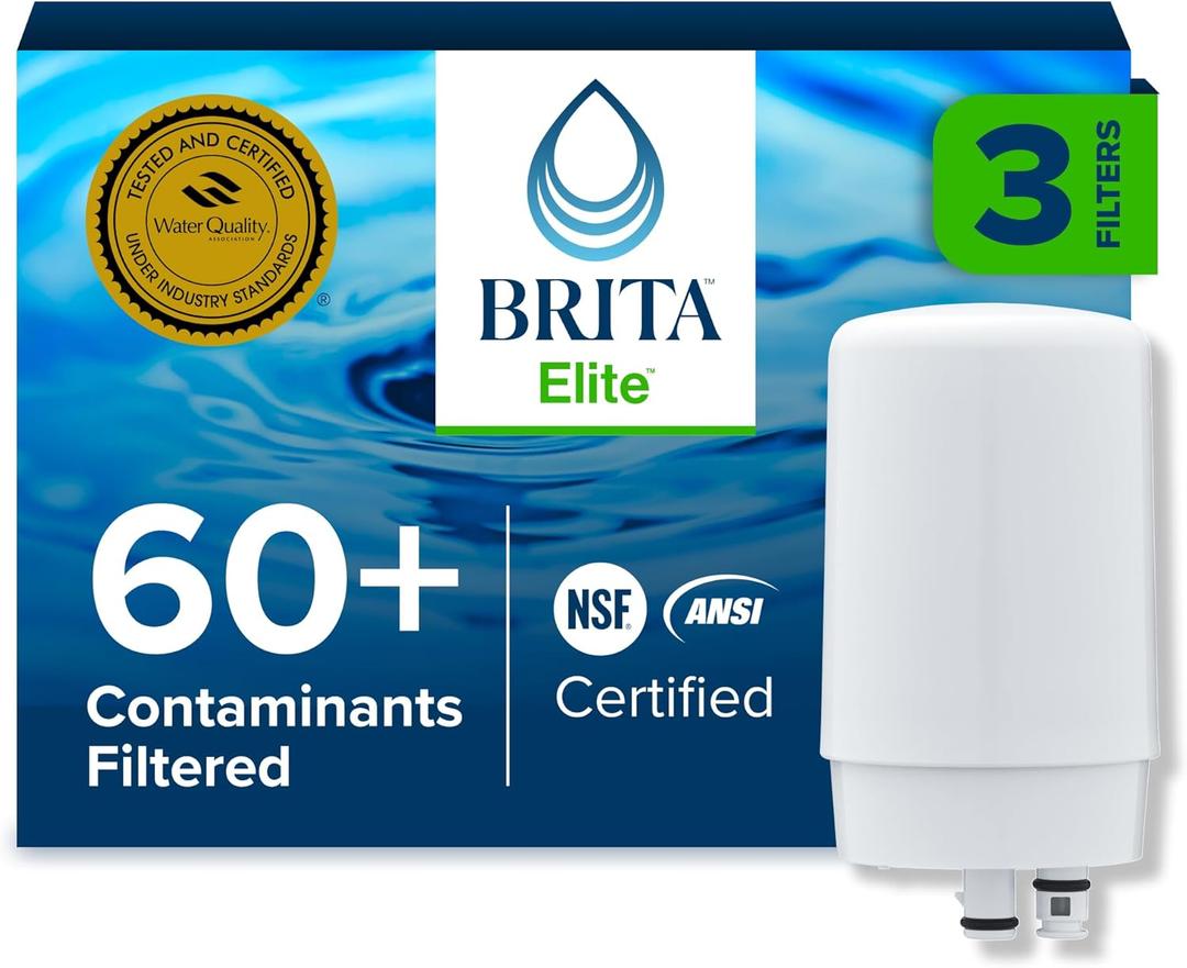 Brita Replacement Water Filter for Faucet Mount, Removes 99% of Lead, Sink Filtration System, White, 3 Count