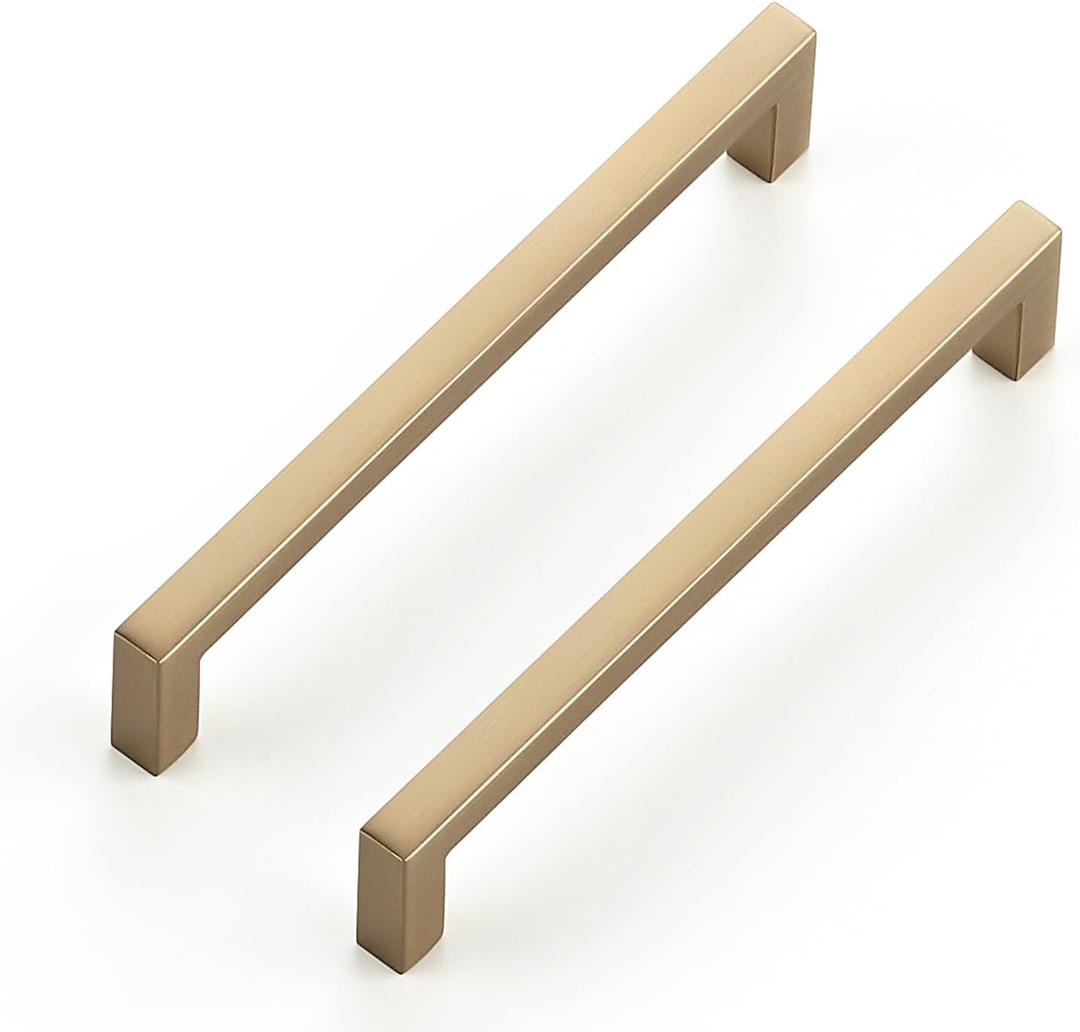 Ravinte Cabinet Handles Solid Slim Champagne Bronze 5 Pack 5 Inch Hole Center Square Bar Drawer Handles Kitchen Cabinet Pulls Drawer Kitchen Cabinet Hardware