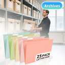25-Pack Pastel Hanging File Folders, Letter Size with 1/5-Cut Tabs, 35 Transparent Label Cards, 50 Sticker LabelsHome Office & Filing Cabinets