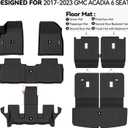 Floor Mats for 2017-2023 GMC Acadia 6 Seats with 2nd Row Bucket Seat, Trunk Mat and Backrest Mat All Weather TPE Protector for GMC Acadia Accessories