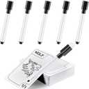 50 Pieces Multifunctional Tokens Reusable Cards Erasable Index Dry Erase White Blank Flash Cards with 5 Pcs Black Marker Pens for Playing Games, Office, Housework