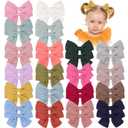 OAOLEER 40Pcs 3.5Inch Hair Bows for Toddler Girls - Linen Neutral Pigtail Bows Double Bun Ponytail Bows Alligator Clips Hair Barrettes Accessories for Baby Little Girls Kids in Pairs