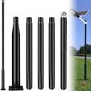 TRAYIU Street Light Pole 16ft Tall - Black Outdoor Adjustable Metal Street Lamp Post for Lights with Rebar Cage
