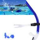 Swim Snorkel for Lap SwimmingNo Loud gurgling Noise No Hurt Forehead No Slip Swimming Snorkeling Training for Adult/Kid/Youth,Swimmer Snorkle Center Mount Snorkel One-Way Purge Valve (B-3rd generation-blue)