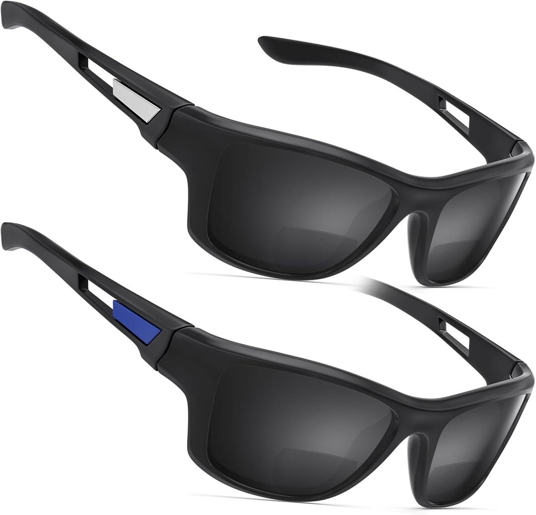 Missfive Premium Bifocal Reading Sunglasses Men Lightweight Wrap Around Design Sun Readers, UV Protection, Sports/Outdoor/Driving, 1.25x