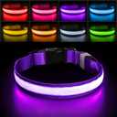PcEoTllar Light up Dog Collar for Night Walking - LED Dog Collar Light Rechargeable Color Changing, Glow in The Dark Dog Collars Waterproof Glowing Dog Collars for Large Small Medium Dogs, Purple S (S(11 inch-15.7 inch))