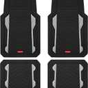 Rubbermaid Car Floor Mat, Heavy Duty All-Weather Car Mats Full Set with Dual-Tone Sliver Aluminum Inserts  Universal Fit, Anti-Slip Backing, Trim-to-Fit for Most SUV, Sedan, Van (Silver)