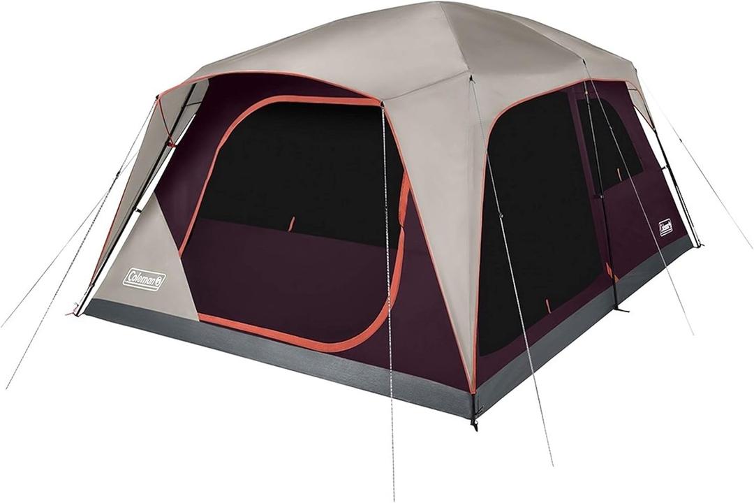 Coleman Skylodge Camping Tent 12 Person Weatherproof Family Tent with Convertible Screen Room Color-Coded Poles Room Divider Rainfly and Storage Pockets Fits Multiple Queen-Sized Airbeds