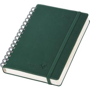 POPRUN 2026 Daily Planner One Page per Day (Medium 6'' x 8.5'') - 12 Months Calendar Appointment Book with Hourly Slots, Inner Pocket, Monthly Tabs, Pen Holder - Forest Green