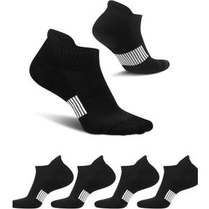 Amutost Ankle Socks Womens Athletic Running Comfort Cushioned 5Pairs (Black)