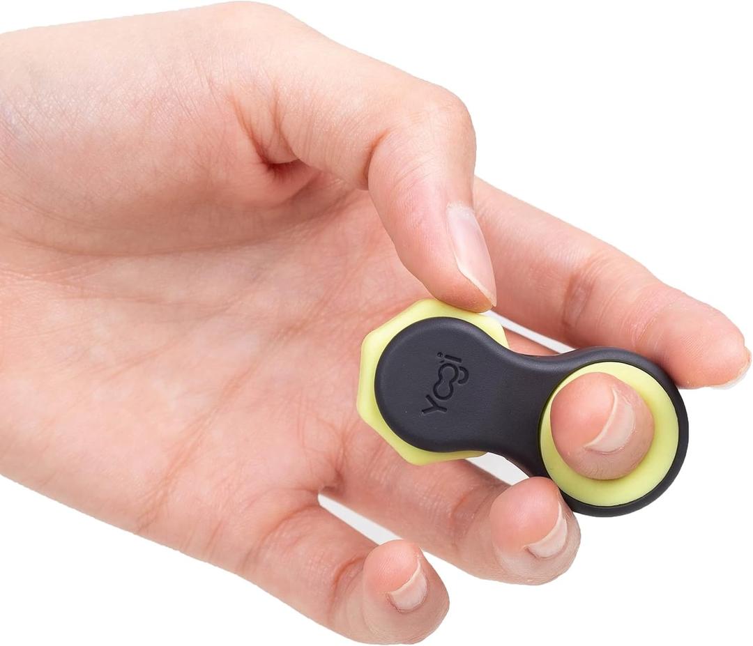 Yogi Fidget Toy  Silent Sensory Spinner for Adults & Kids  Stress Relief Fidgets for ADHD, Anxiety  Fidget Toys for Adults  Includes 5 Finger-Fit Rings  Work, School & Travel  Moonlight (Black-yellow)
