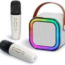 Mini Karaoke Machine for Kids with 2 Wireless Microphones and Lights, Bluetooth Connect Phone to Sing, 4-12+ Year Old Girl Boy Birthday Gifts, Teen Girl Gifts Trendy Stuff