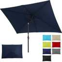 SUNVIVI OUTDOOR Patio Umbrella, Rectangular Patio Umbrella, Metal Pole Square Outdoor Umbrella with Crank and Push Button Tilt, Large Outdoor Umbrella with Polyester Canopy
