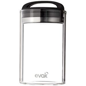 Prepara Evak Fresh Saver Airless Canister, Glass & Stainless, Medium, Soft Touch Black Handle
