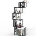 5-Tier Black Unique Metal Bookshelf  49.2" Modern Bookcase for Books, CDs, and Collectibles  Stylish Storage & Display Shelf for Living Room, Bedroom, Office, or Home Decor (Model 01)