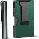 Wallet for Men, Minimalist Metal Wallets with Money Clip Removable, Slim Aluminum Card Holder, Front Pocket RFID Blocking Card Case, Mens Team Travel Business Gifts, Brushed Dark Green