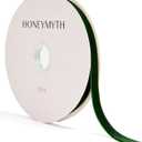 Velvet Ribbon 25 Yards Continuous Roll, Soft Fabric Craft Ribbon for Gift Wrapping, Christmas Tree Ornaments, Wedding Bows, Holiday Party Decoration (Green, 3/8 inch)