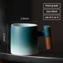 2-Oz Ceramic Espresso Cups with Wood Handle, 2/4-Piece Set for Coffee, Tea, Latte - Dishwasher Safe, Multi-Color & Wood Styles, Gift & Caf Use (blue white, Wooden Handle4)