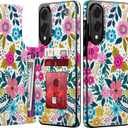 Goodon for Samsung Galaxy S25 Edge Case Wallet - Flip Folio Leather Cover with Trendy Floral Design, 3 Card Slots & Kickstand Function, Protective Phone Case for Women and Girls - Blooming Flowers