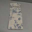 jinchan Amlie Floral Kitchen Curtains 24 Inch Length Linen Cafe Curtains Small Window Drapes Light Filtering Botanical Farmhouse for Bedroom Bathroom Rod Pocket 2 Panels Blue on Linen