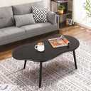 Small Coffee Table Black Cloud Coffee Table for Small Spaces Modern Center Table Unique Irregular Coffee Table with Wood Legs Living Room Mid-Century Sofa Table