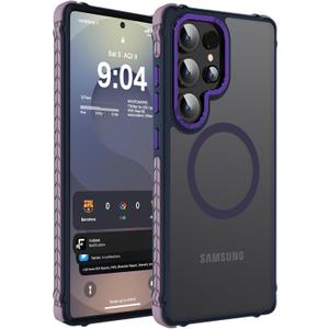 DEERLAMN Strong Magnetic Case for Samsung Galaxy S24 Ultra 6.8-Inch,[Compatible with Magsafe][Military Grade Drop Protection] Translucent Matte Shockproof Protective Phone Cover, Frosted Purple