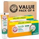 ARM & HAMMER Essentials Whiten & Strengthen Fluoride Toothpaste-4 Pack of 4.3oz Tubes, Fresh Mint- 100% Natural Baking Soda- Fluoride Toothpaste
