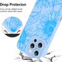 Fiyart Designed for iPhone 16 Pro Max Case Cute Flower Floral Sunflowers Design,Soft Slim TPU Anti-Scratch Phone Cover for Women Girls 6.9"-Blue