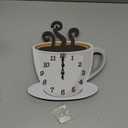 Fomaris Coffee Cup Wall Clock - White Modern Farmhouse Decor, Silent Non-Ticking Battery Operated Kitchen Clock for Coffee Bar, Cafe & Restaurant, 10.2x12 Inch